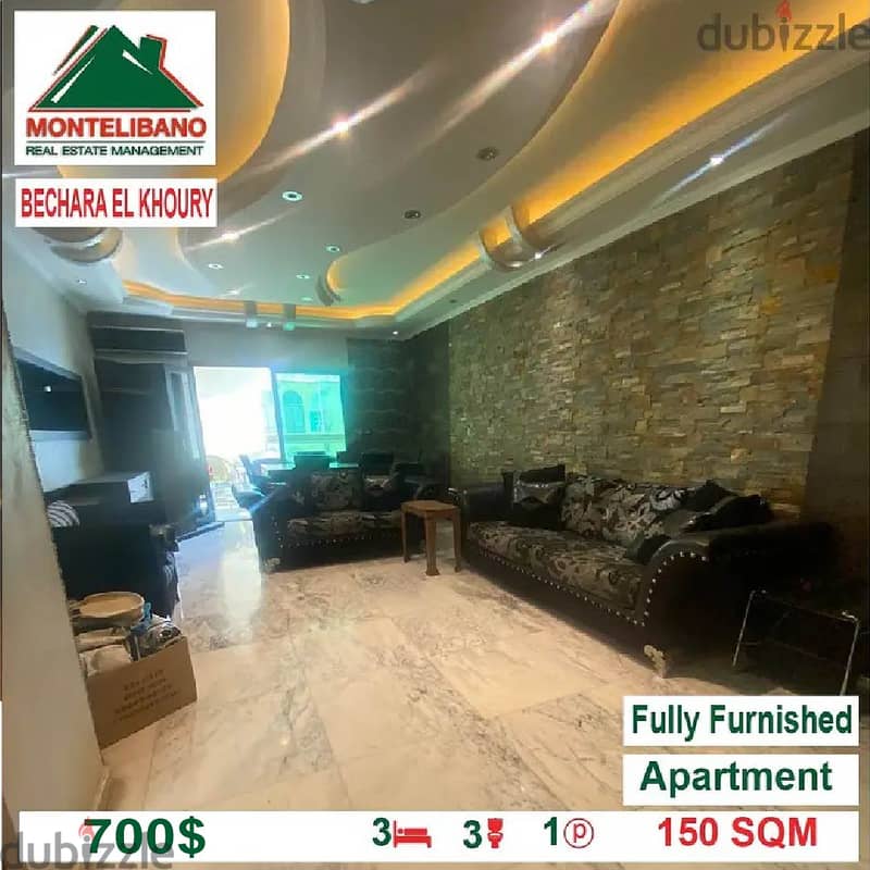 700$!! Fully Furnished Apartment for rent located in Bechara El Khoury 1