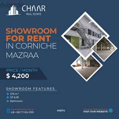 #R1874 - Showroom for Rent in Corniche Mazraa - Main Street