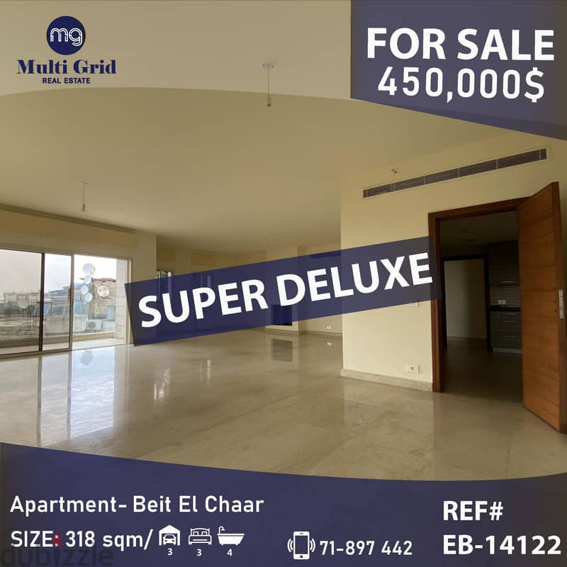 Apartment for Sale in Beit El Chaar, شقة دلوكس للبيع في بيت الشعار 0