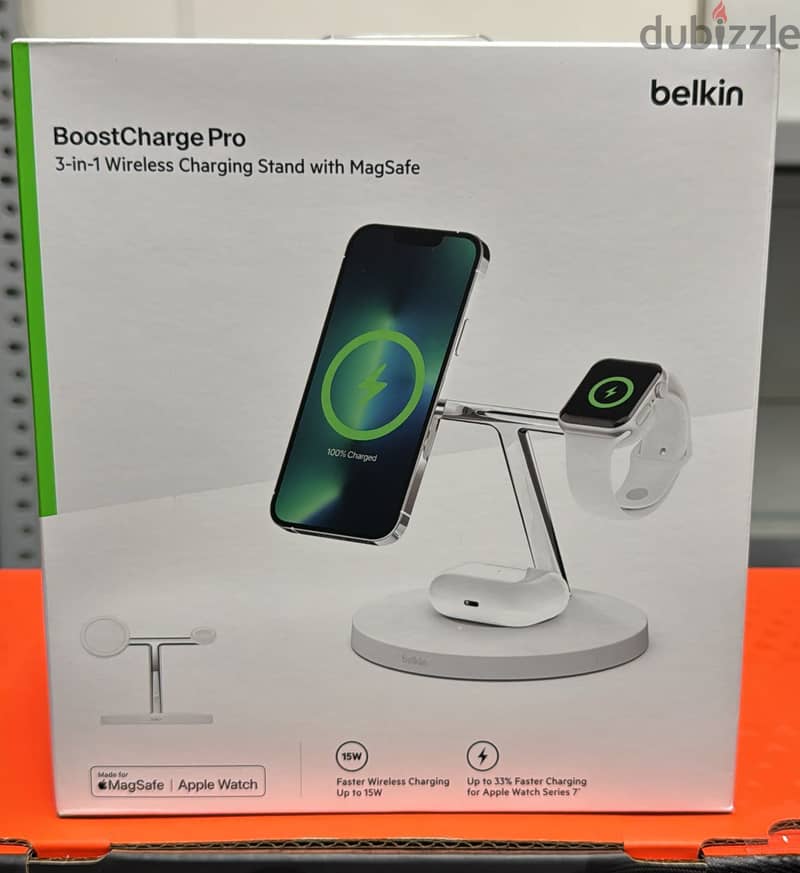 Belkin boost charger pro 3 in 1 wireless charging stand with magsafe w 2