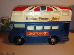 Retro style decorative London bus ceramic money bank 21cm 0