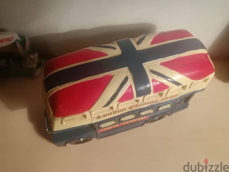 Retro style decorative London bus ceramic money bank 21cm 1