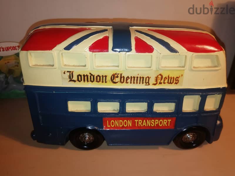 Retro style decorative London bus ceramic money bank 21cm 3