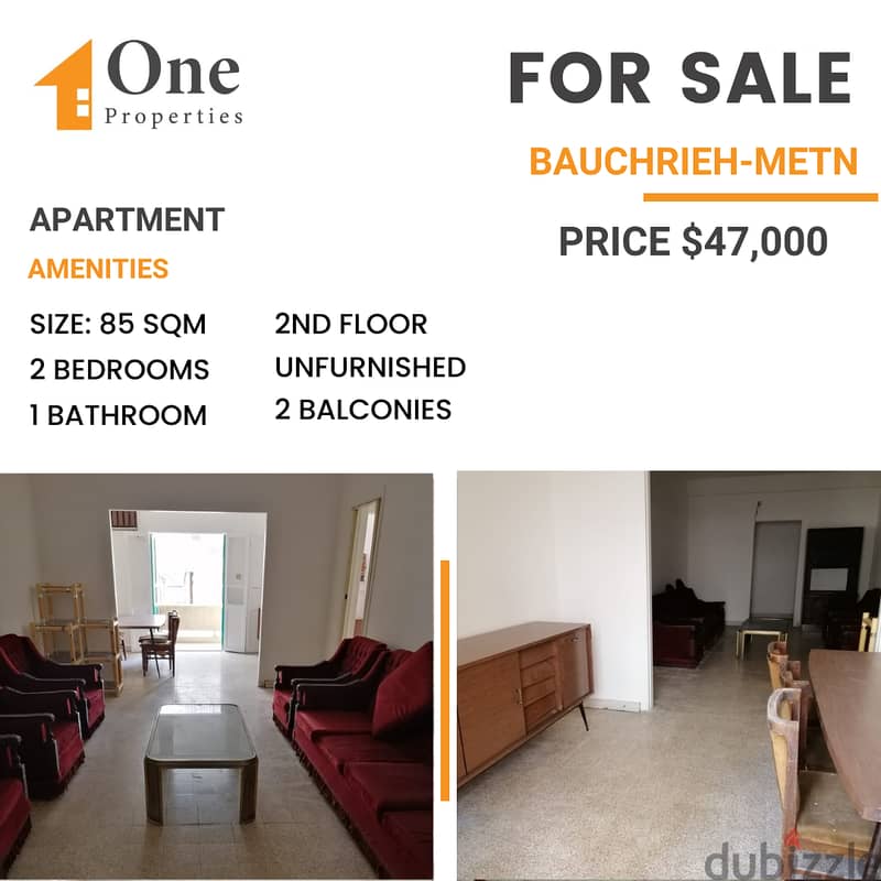 Spacious Apartment for SALE, in BAUCHRIEH/METN. 0