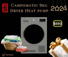 Campomatic 9kgs Dryer Heat Pump Inverter كفالة شركة 0