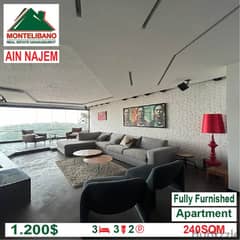 1200$!!! Fully Furnished Apartment for Rent located in Ain Najem 0
