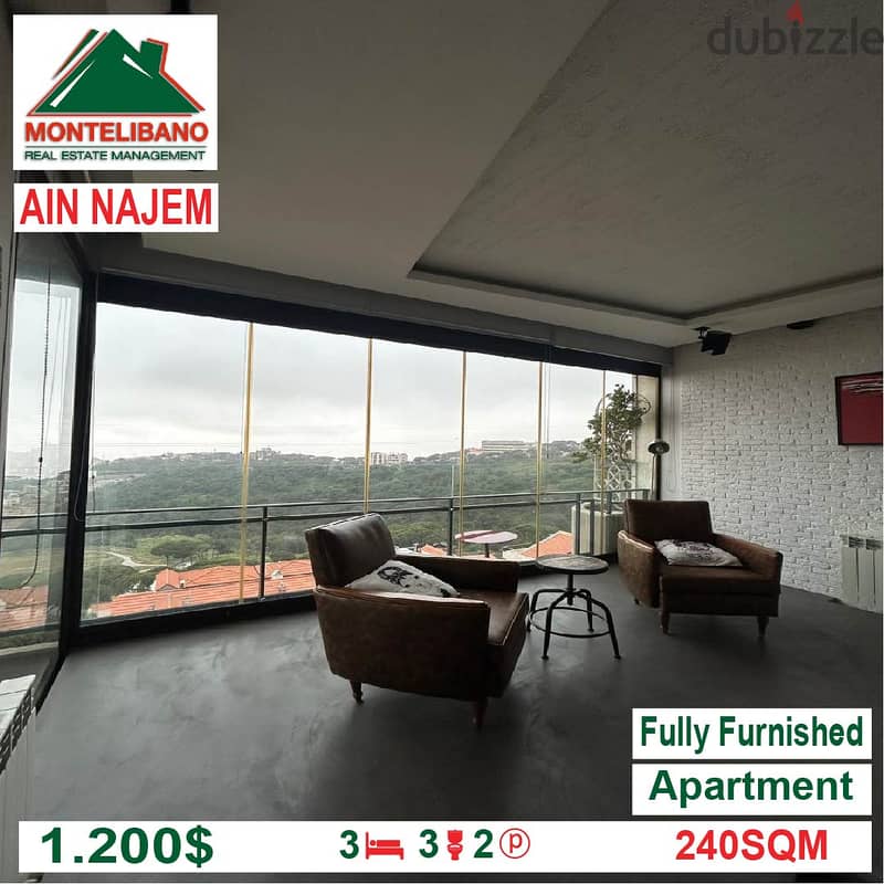 1200$!!! Fully Furnished Apartment for Rent located in Ain Najem 4