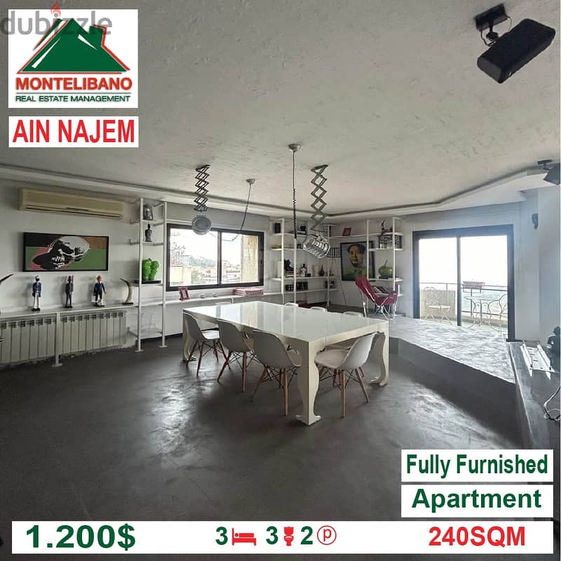 1200$!!! Fully Furnished Apartment for Rent located in Ain Najem 5