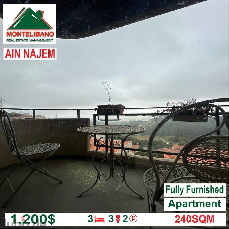 1200$!!! Fully Furnished Apartment for Rent located in Ain Najem 6