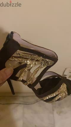 black and grey heels