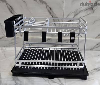 dishrack aluminium plastic 2 tier مشك صحون