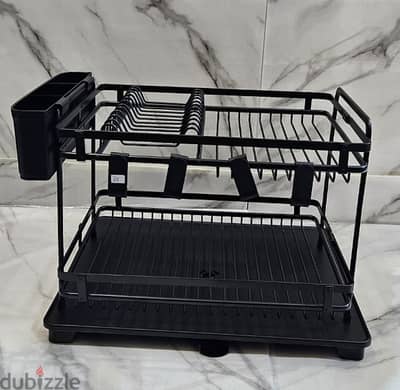 dishrack aluminium plastic 2 tier مشك صحون