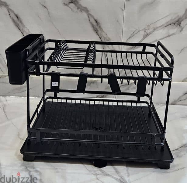 dishrack aluminium plastic 2 tier مشك صحون 1