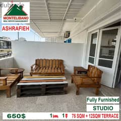 650$!!! Fully Furnished Studio for Rent  located in Ashrafiye