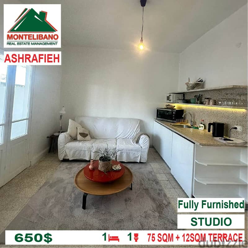 650$!!! Fully Furnished Studio for Rent  located in Ashrafiye 1