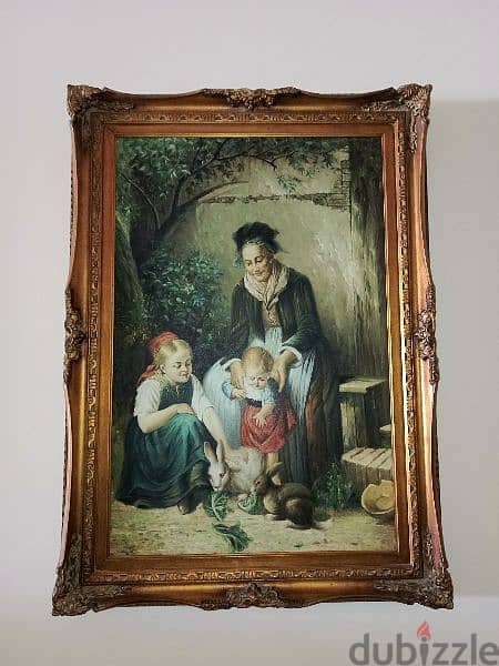 antique painting with frame 0