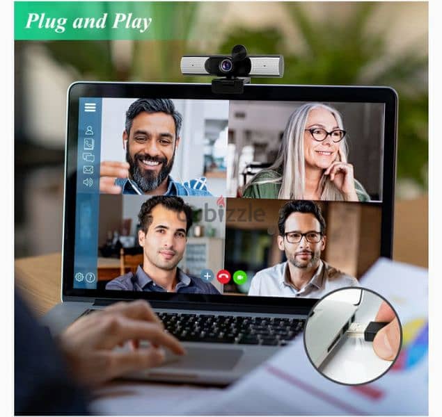 AIRCOVER 1080P Webcam with Stereo Mic, Speaker/3$ delivery 5