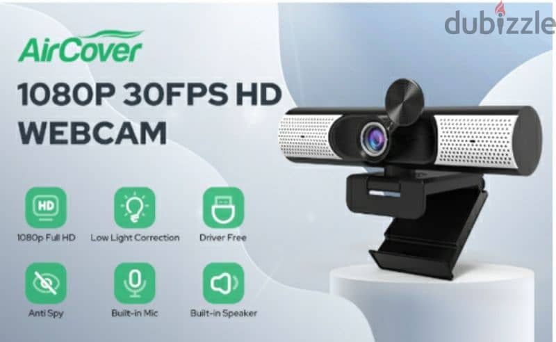 AIRCOVER 1080P Webcam with Stereo Mic, Speaker/3$ delivery 6