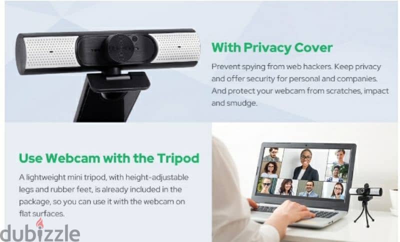 AIRCOVER 1080P Webcam with Stereo Mic, Speaker/3$ delivery 7