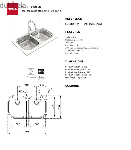 Teka-Spain Stylo Stainless Steel Sink with two bowls 1