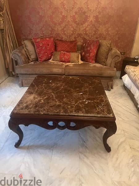 2 American style couches + marble table 1