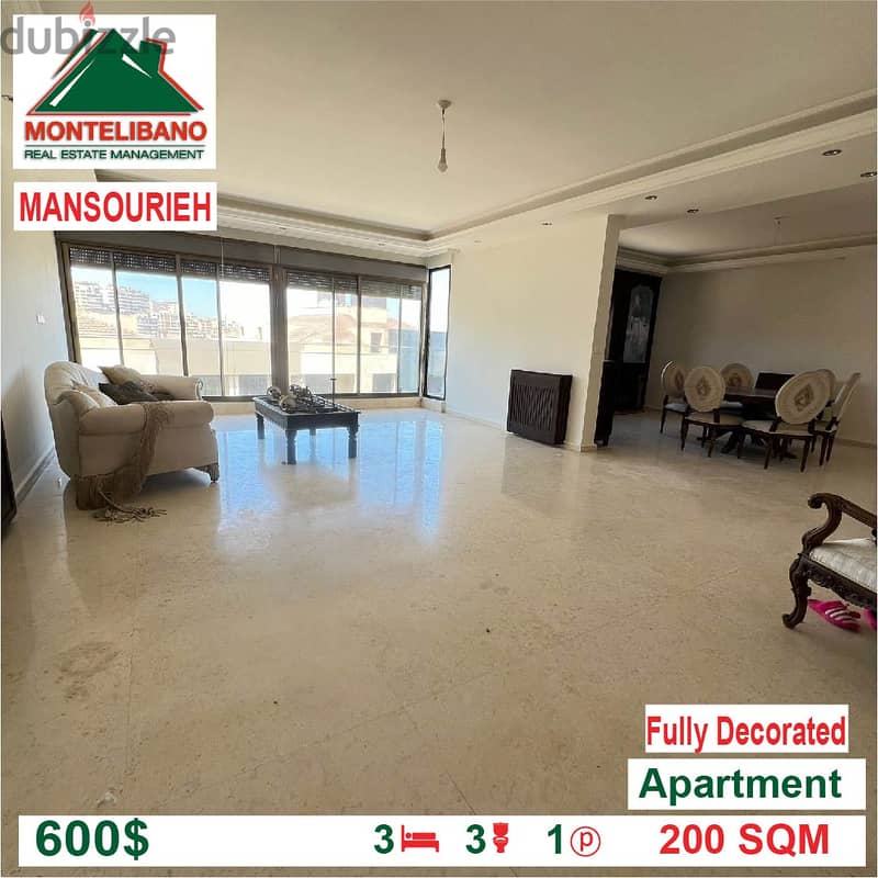 600$!!! Fully Decorated Apartment located in Mansourieh 1