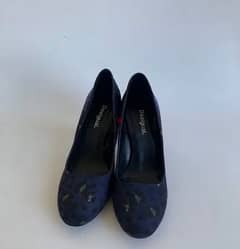 Desigual blue suede print leopard heels pumps