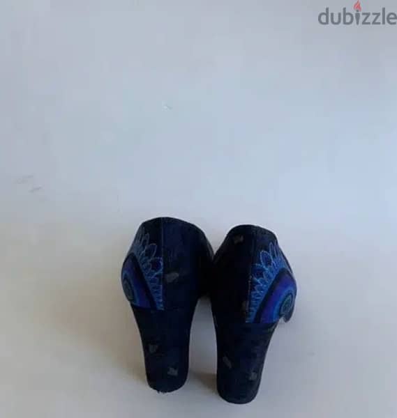 Desigual blue suede print leopard heels pumps 2
