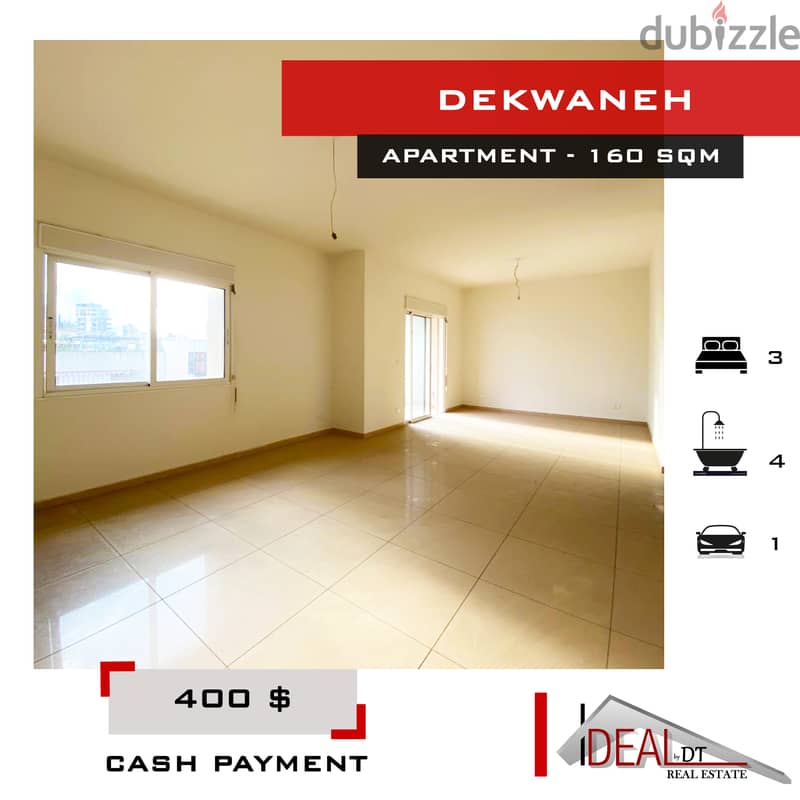 400 $ Apartment for rent in Dekwaneh 160 sqm ref#jpt22124 0
