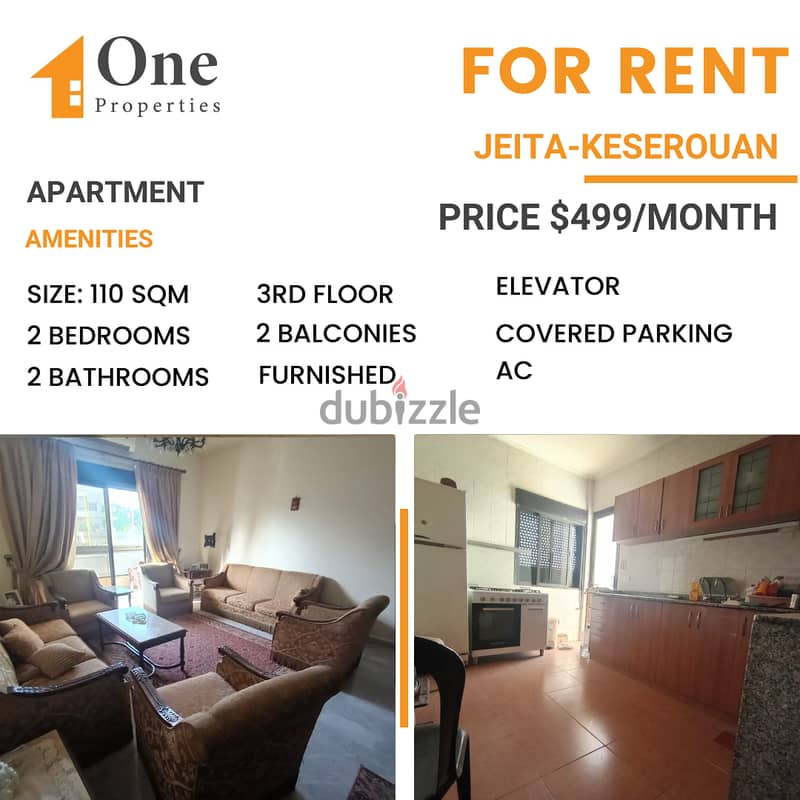 FURNISHED Apartment for RENT,in JEITA / KESEROUAN. 0