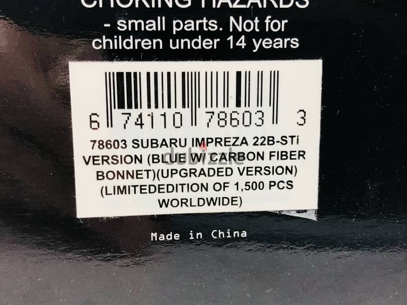 1/18 diecast CERTIFICATE Autoart Subaru 22B STI Carbon hood Limited 5