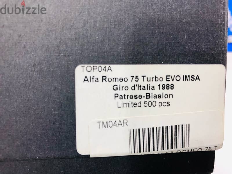 1/18 diecast Alfa Romeo 75 TURBO EVO Top Marques Limited 500 Pieces 17
