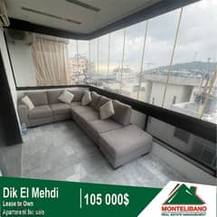 105000$!! Lease to Own Apartment located in Dik El Mehdi