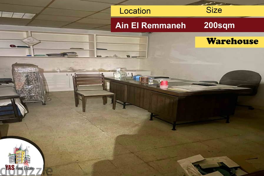 Ain El Remmaneh 230m2 | Warehouse | Active Street | PA | 0