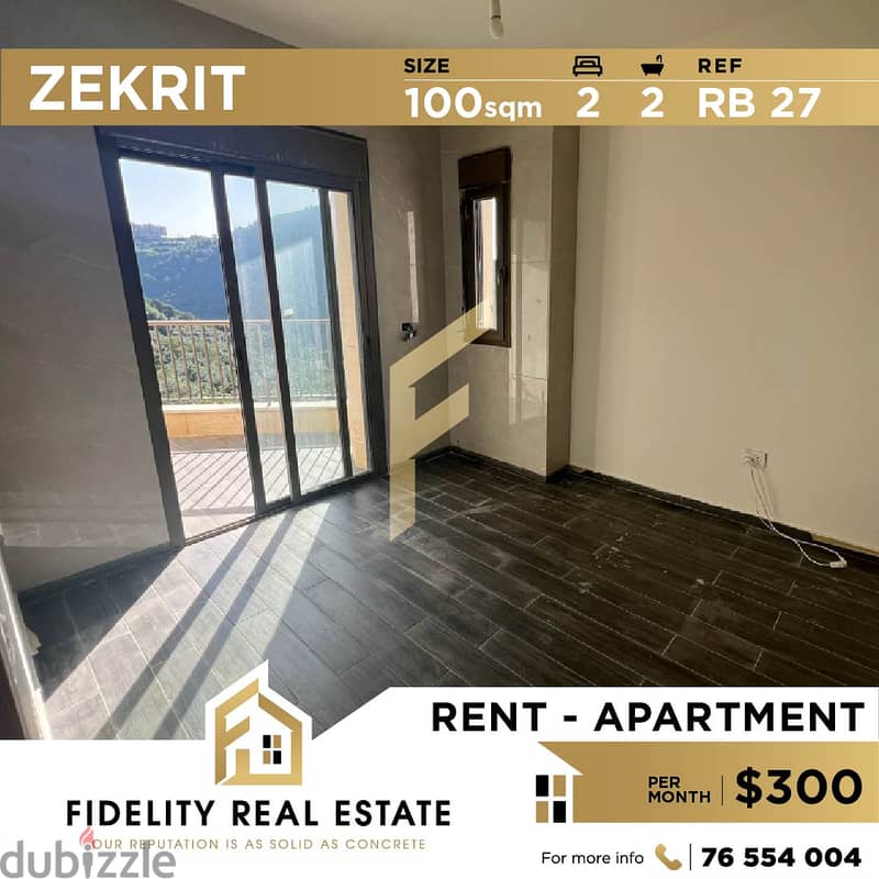 Apartment for rent in Zekrit RB27 0