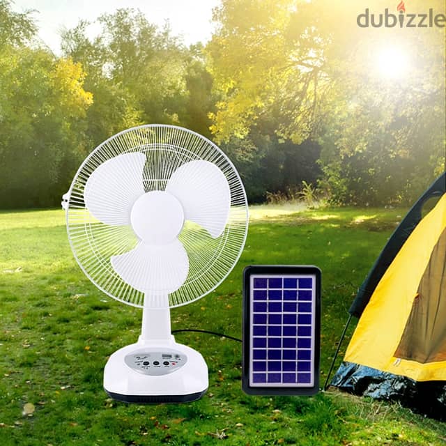 LifeDrive 12” Table Fan Solar Rechargeable with LED 2