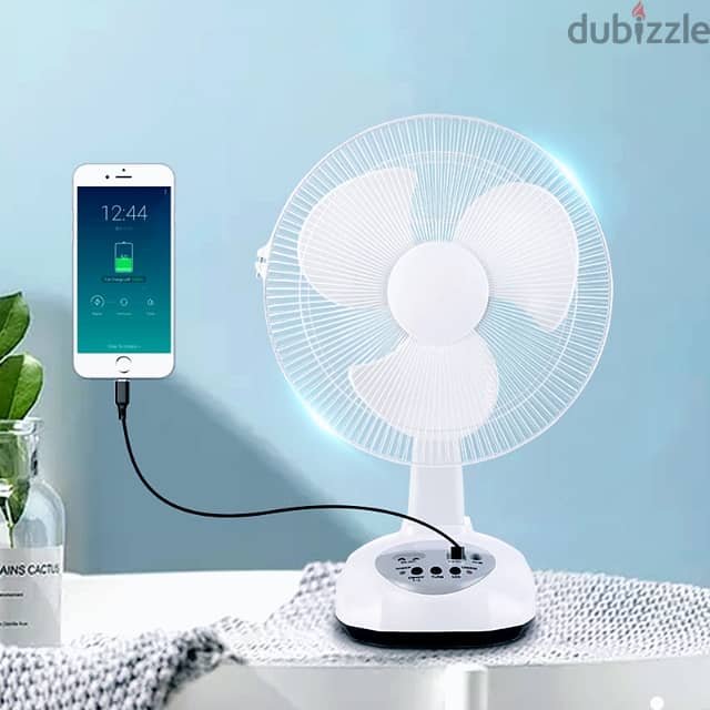 LifeDrive 12” Table Fan Solar Rechargeable with LED 3
