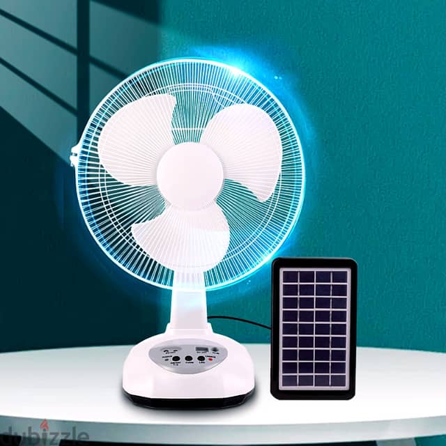 LifeDrive 12” Table Fan Solar Rechargeable with LED 4