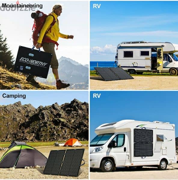 ECO-WORTHY 100W Portable Solar Panel, for Camping RV Travel Trailer 2