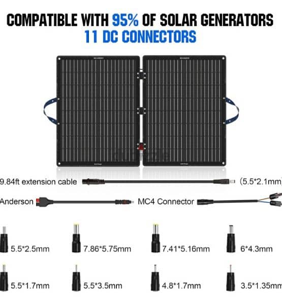 ECO-WORTHY 100W Portable Solar Panel, for Camping RV Travel Trailer 7