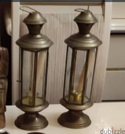 Brass / glass candle lamp. (Revised Price)