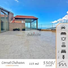 Cornet Chahwan | Brand New 2 Bedrooms Rooftop + Terrace | Open View 0