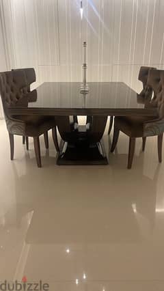 wood dining table with 8 chairs
