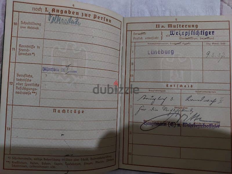 World War Two Two passports Nazi officers Hitler German 3rd Reich Army 7