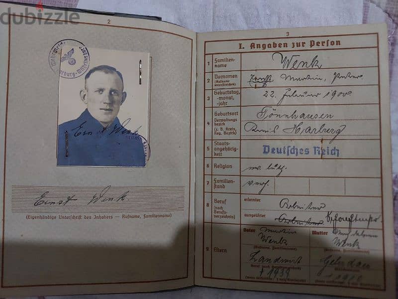 World War Two Two passports Nazi officers Hitler German 3rd Reich Army 8