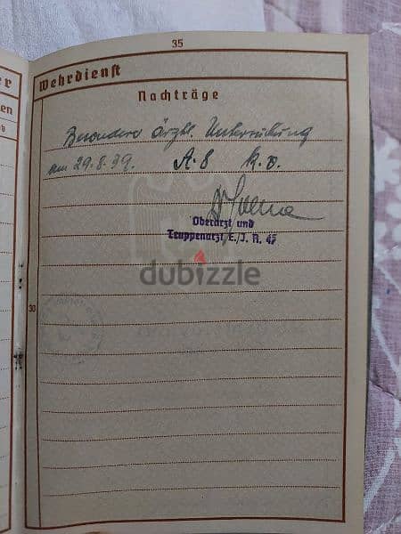 World War passport Nazi officer Hitler German 3rd Reich Army 5