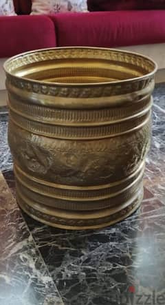 Antique handmade
tooled brass pot planter 0