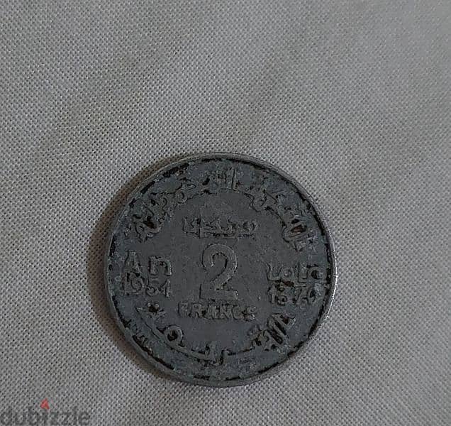 Moroco alminium coin 1954عملة مغربية قديمة المينيوم عام ١٩٥٤ 1