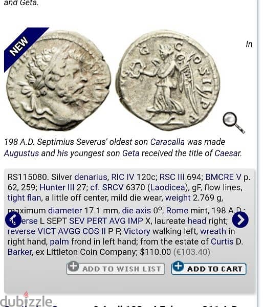 Septiumus Severus  Ancient Roman Silver Denarius Coin year 193 AD 2