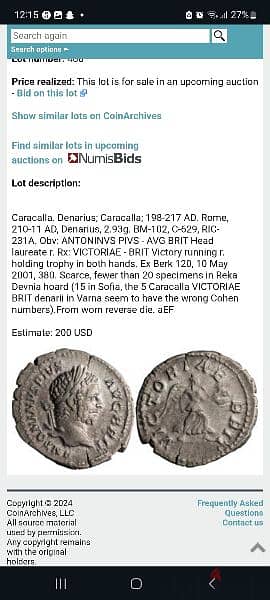 Caracalla Emperor Ancient Roman Silver Coin Rome mint year 210 AD 2
